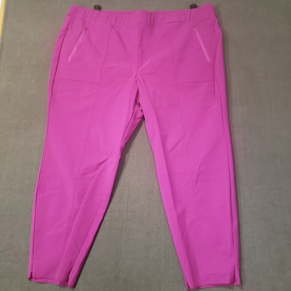 Lane Bryant Active Pants Womens 28 Pink Zipper Pocket Tapered Stretch Trousers